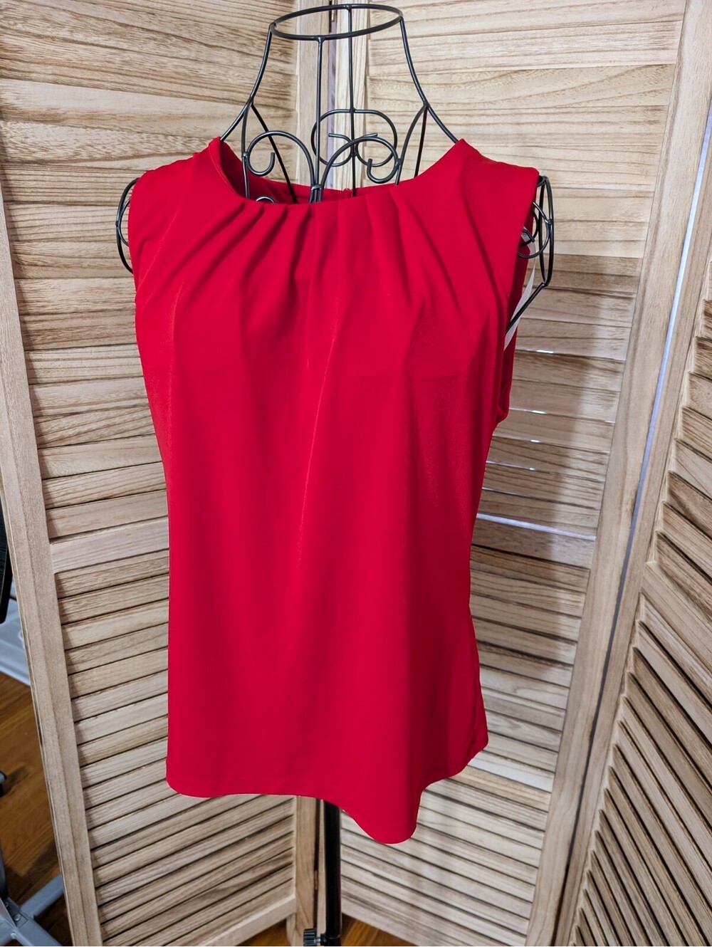 Calvin Klein Women Casual Crew Neck Short Sleeve Red Blouse Size S